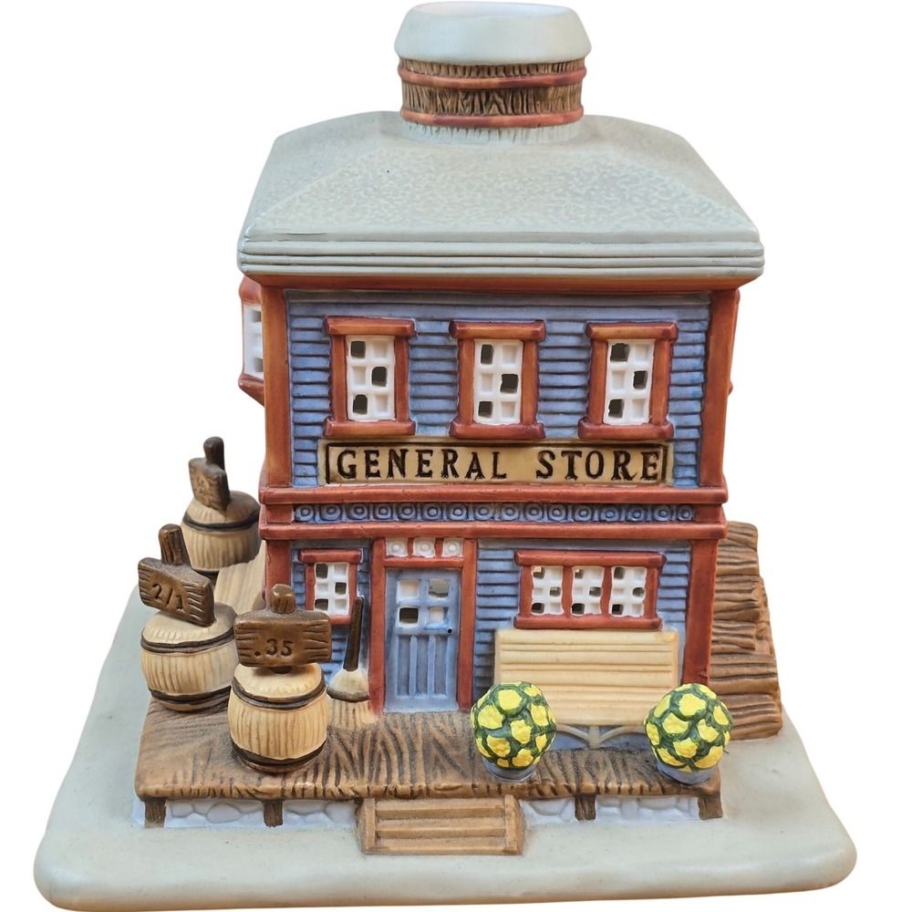 PartyLite General Store Tealight House – Ceramic Candle Village Store Luminary